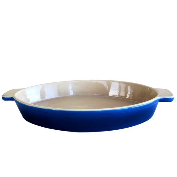 Berndes Blue Stoneware Oval Gratin Baking Dish 11.5" Handles Made in Germany - Picture 1 of 11